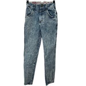 Vintage LEE Juniors High Waist Tapered Acid Wash Jeans Size 5 24x30 Long 80s/90s